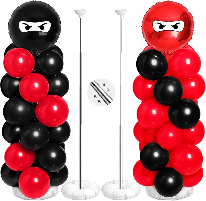 Arrowbash 2 Sets Ninja Party Decorations Ninja Adjustable Balloon Column Stand by Arrowbash