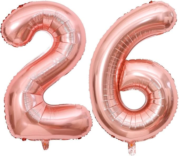 40 Inch Rose Gold 26 Number Balloons Giant Jumbo Huge 26 or 62 Foil Mylar by LHOAVWE