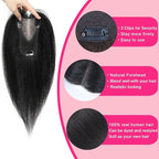 Hair Toppers for Women Real Human Hair Topper Upgrade Swiss Lace Middle Part Clip in Bangs Remy Human Hair Straight Hairpieces for Thinning Realistic Scalp 360° Cover Gray Hairy Roots Black 1B