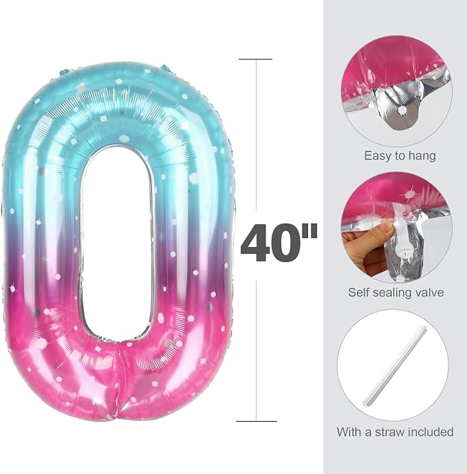 Number Balloons 3 Balloon for 3 Birthday Decorations, 40 inch Blue and Pink | - Image 5