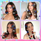 36Pcs 4th of July Red Blue White Bow Hair Clips Cheer Star Snap Hair Barrettes Water Drop No Slip Hair Clips for Women Small Hair Bows Star Bowknot Hair Accessories for Girls