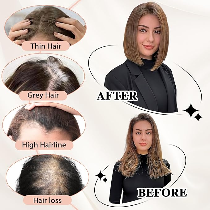 starluck Hair Toppers for Women Real Human Hair 5"*5.5"Large Coverage Gray Brown & Platinum Blonde with Bangs 100% Real Human Hairtoppers for Women with Thinning Hair Cover Gray Roots