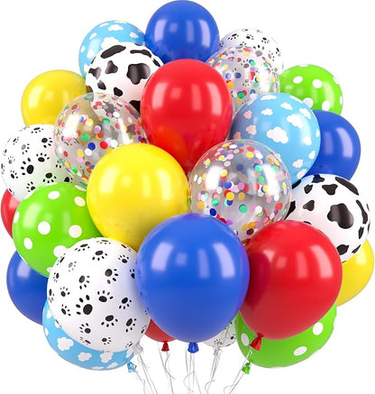 Red Yellow Blue Balloons, Toy Theme Balloon, Dog Paw Cow Print Balloons Blue by Paready