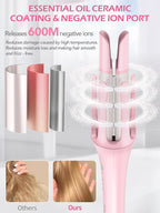 Automatic Rotating Curling Iron, ABVOT HC04 Pro Long Barrel Hair Curlers for Long Hair, Anti-Scald, Anti-Tangle, Ionic Ceramic Travel Dual Voltage 1 1/2 inch Curling Wand for Shiny & Effortless Curls
