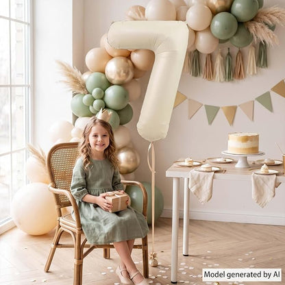 Cream Number 7 Balloon 40 Inch, Foil Numeral - Image 2