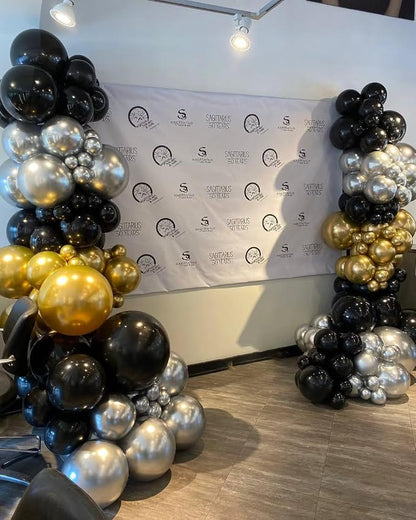 Black Gold and Silver Balloon Arch Kit, Different Size Balloons Kit - Image 5