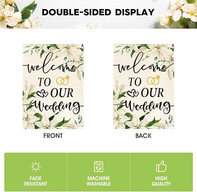 AVOIN colorlife Welcome to Our Wedding Garden Flag 12x18 Inch | Double Sided - Image 6