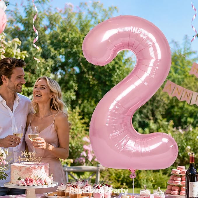 RainbowQ Pink 2 Balloon Number 40 Inch 0-40 Foil Large Balloons | Big Mylar 2 - Image 3