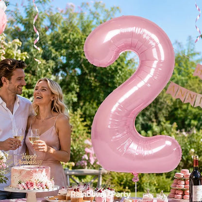 RainbowQ Pink 2 Balloon Number 40 Inch 0-40 Foil Large Balloons | Big Mylar 2 - Image 3