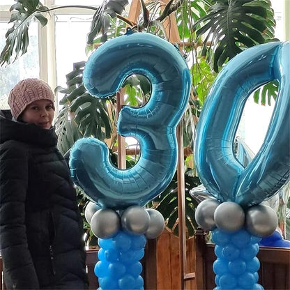 40 Inch 2nd 20th Birthday Number Balloon, Baby Blue Foil Giant Self Inflating - Image 7