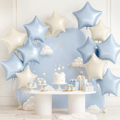 Dusty Blue Star Balloons, 18 Inches Star Foil Balloons - Image 5