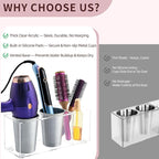 Hair Tool Organizer, Hot Tools Organizer Countertop/Wall Mount, Thick Acrylic Hair Tools Organizer with Anti-Slip Steel Cups, Hair Tool Holder for Bathroom & Vanity Storage UEMUSI