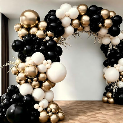 Black Gold Sand White Balloon Garland Arch Kit | Black Sand White Balloon - Image 5