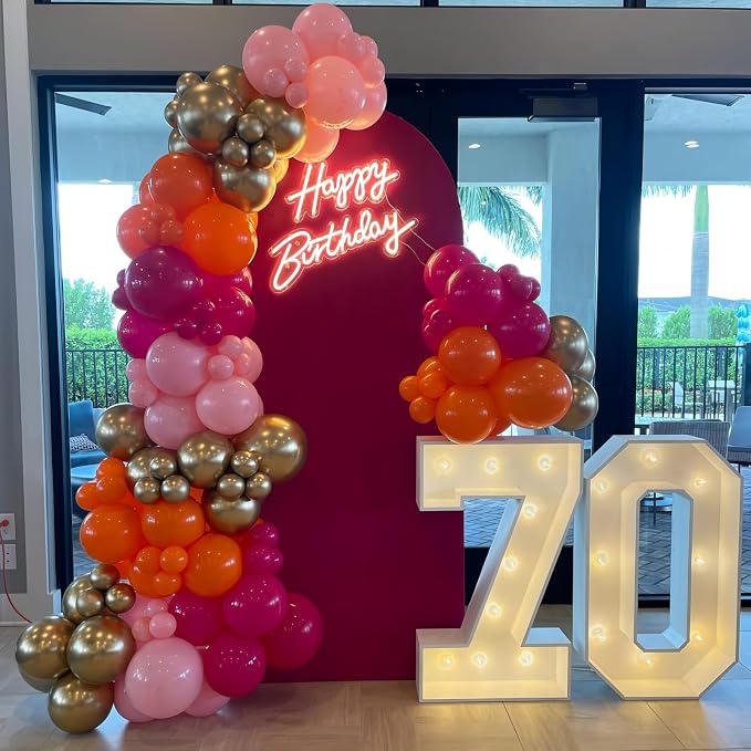 Hot Pink and Orange Gold Balloons 12inch 60pcs Light Pink Metallic Gold Helium - Image 2