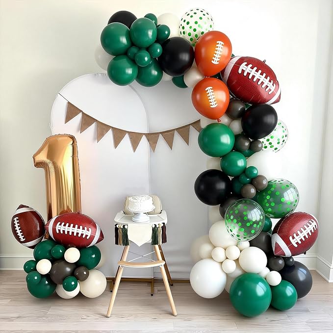 Football Balloons, 12 Inch Dark Green Black White Football Printed Balloons - Image 5