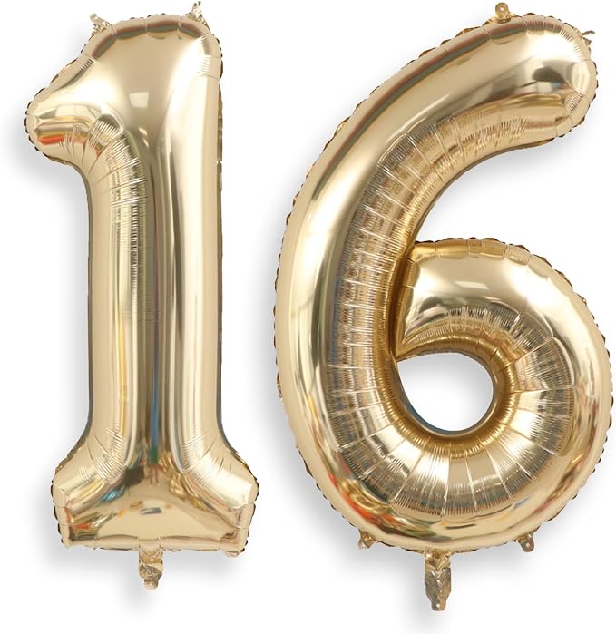 AULE 40 Inch Light Gold 16 Balloon Number Foil 0-9 Birthday Big Numbers | by AULE