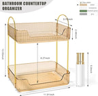 Bathroom Counter Organizer Countertop Storage Skincare Countertop Makeup Organizer Cosmetics Skincare Organizers Holder for Perfume-Amber-golden pole