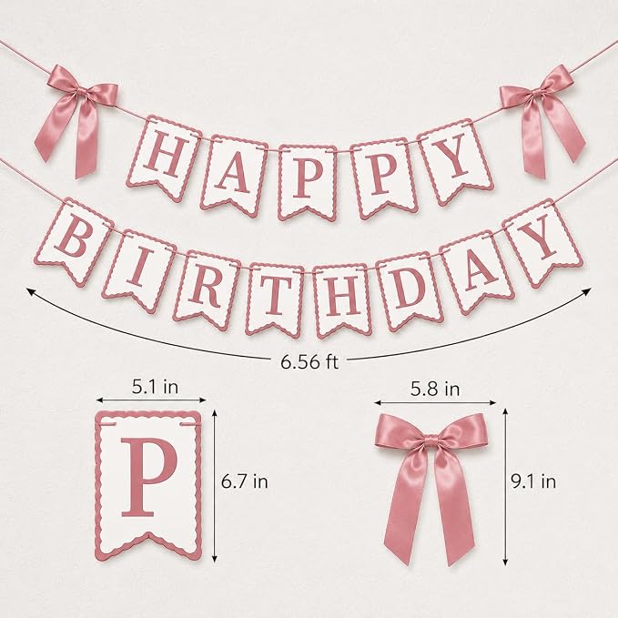 Dusty Rose Happy Birthday Banner - Image 3