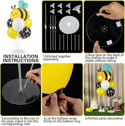 4 Sets Bee Baby Shower Party Balloons Stand Kit - Image 3