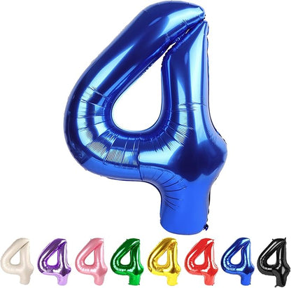 Number 4 Balloon Party Decorations, 40In Dark Blue Balloons by Mluchee