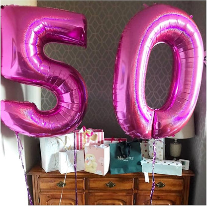 40 Inch Hot Pink 50 Number Balloons Giant Jumbo Huge 50 Foil Mylar Helium - Image 5