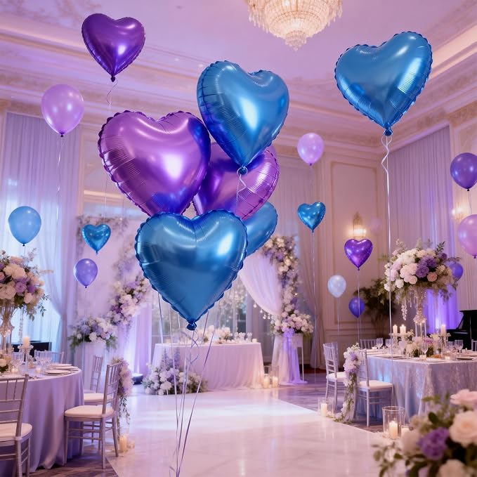 Blue Purple Heart Balloons - Image 5