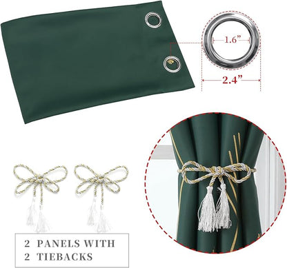 Green Blackout Curtains for Living Room 108 Inch Length 2 Panels Set, Thermal - Image 4
