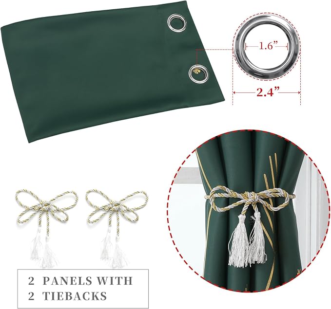 Green Blackout Curtains for Bedroom 84 Inches Long, Thermal Insulated Energy - Image 4