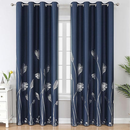 Navy Blue Blackout Curtains 102 Inches Long, Grommet Curtains by ESTELARTEXTILER