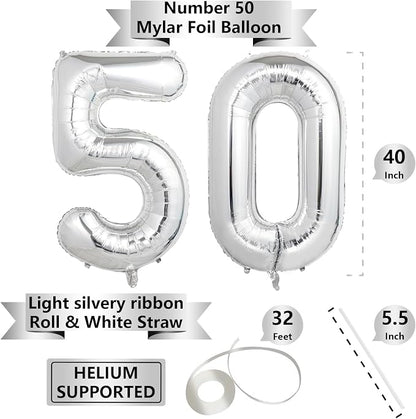 Number Balloons Silver Party Balloon - Image 2