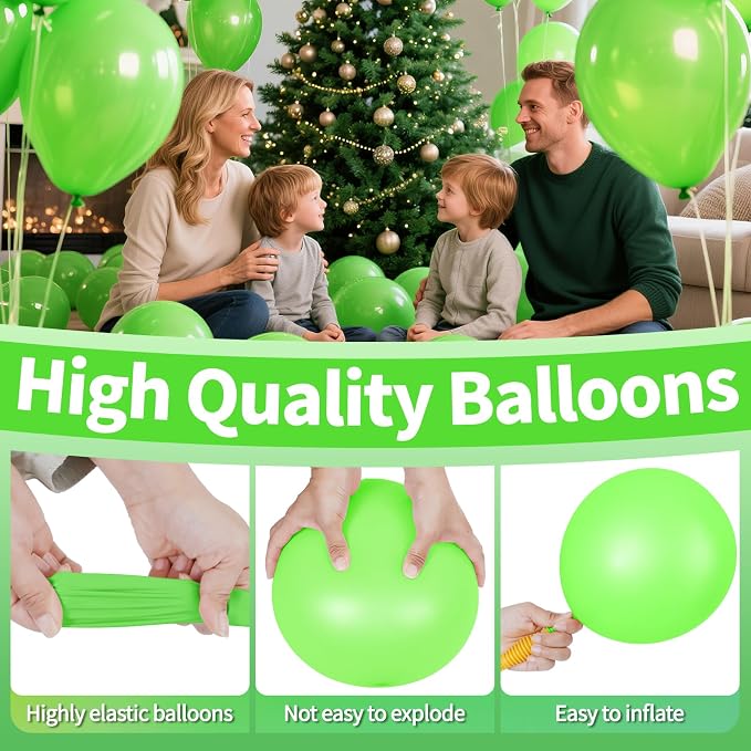 Lime Green Latex Party Balloons, 110 Pack 12 inch Light Green Balloons Round - Image 4