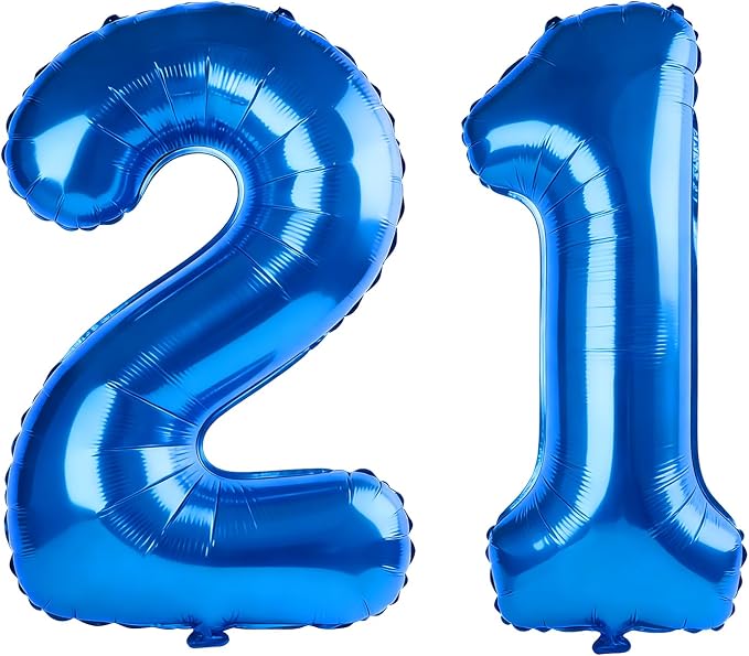 40 Inch Number 21 Balloons for 21st Birthday Party Decorations, 0-100 Dark Blue by FOBELEC