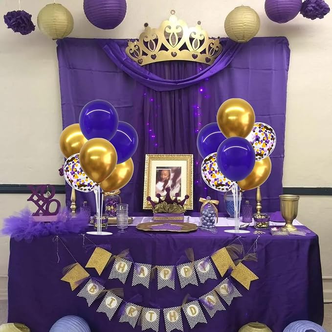 TONIFUL 4 Set Purple Gold Balloon Stand Balloon Centerpieces - Image 4