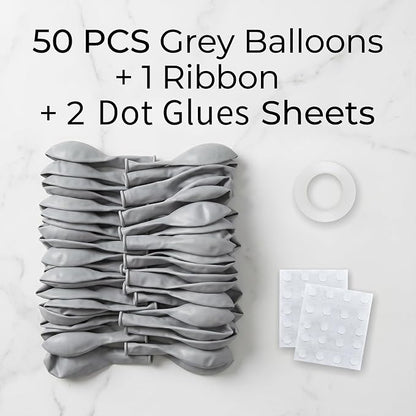 50pcs 12 Inch Matte Gray Latex Balloons | Grey Balloons - Image 2