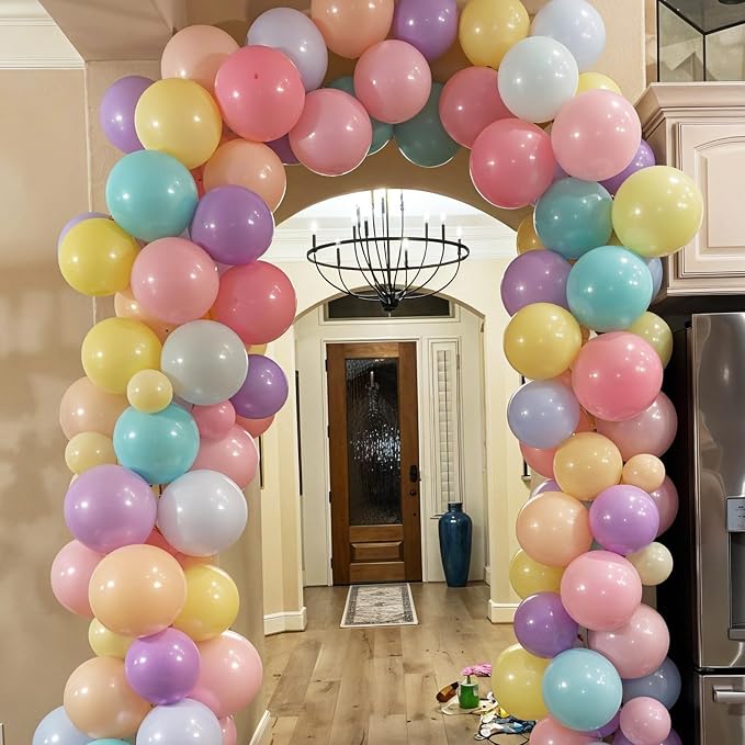 Pastel Balloons, 12 Inch Macaron Pink Yellow Purple Blue Green Latex and - Image 5