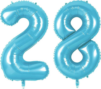 Number 28 Balloons for 28th Birthday Party Decorations, 0-100 Large No.28 by Joycard