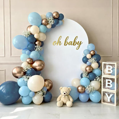 Bezente Dusty Blue Gold Party Latex Balloons Kit 60pcs 12-in - Image 5