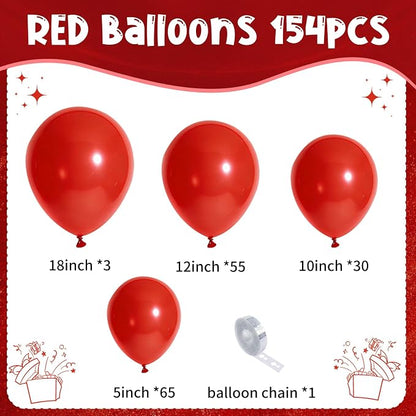 154 PCS of Red Balloons in Different Sizes - Image 3