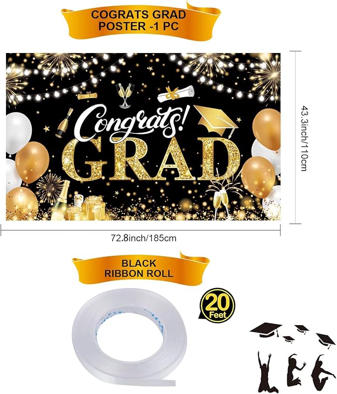 Graduation Banner 2026 Black and Gold - Image 6