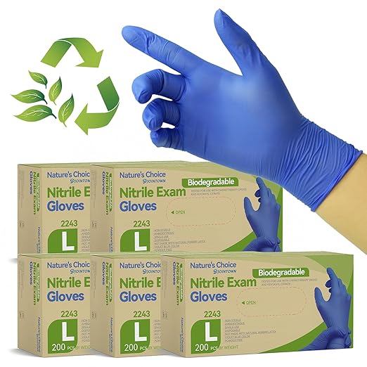 Jointown Biodegradable Nitrile Exam Gloves, Disposable Medical Surgical Gloves, Violet Blue Nitrile Glove, Latex Free, Food Safe, 1000 Count, Large