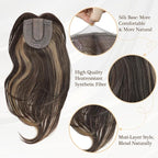 UDU Hair Toppers for Women: Synthetic Fiber, Ash Brown, Multi-layer, Long Straight Wavy, Clip in Wiglets with Fringe Bangs