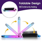Travel Hair Brush with Mirror,2 Pack Folding Hair Brush Travel Size Hair Massage Comb Compact Hair Brush Foldable Pocket Hairbrush for Women and Men, Hair Styling Tools (Pink & Gradient)