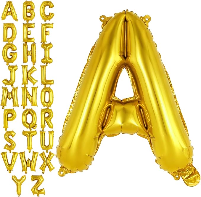 Gold Letter A Balloons, 40 Inch Large Foil Letter Balloons, Custom Phrase by YOTHORN