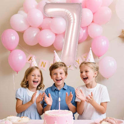 Light Pink Number 7 Balloon, 40 Inch Giant Mylar Number Balloons, Large Foil - Image 5