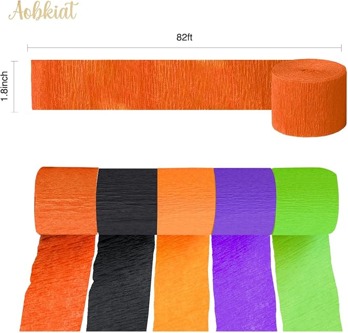AOBKIAT Halloween Streamers Party Decorations, in Orange Purple Black Green | 5 - Image 4