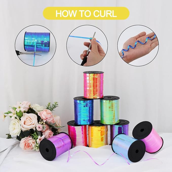 TONIFUL 500 Yards Iridescent Yellow Curling Ribbon Balloon String | Iridescent - Image 3