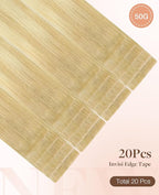 GOO GOO Invisi Edge Tape in Hair Extensions Human Hair, 18AT60A Pearl Ash Blonde Highlights 20pcs 12inch 40g, Virgin Remy Hair, Seamless Injected Tape, Natural Look