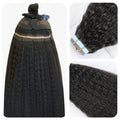 SUYYA Kinky Straight Natural Black Tape in Real Human Hair 16 Inch Skin Weft 40g/Pack 20PCS Tape in Extensions for Women (#1B Natural Black)