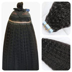 SUYYA Kinky Straight Natural Black Tape in Real Human Hair 16 Inch Skin Weft 40g/Pack 20PCS Tape in Extensions for Women (#1B Natural Black)