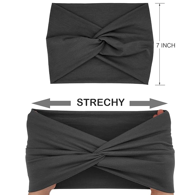 Wide Headbands For Women Extra Large Headband Twisted Knot Head Bands For Women's Hair Band Scarf Turban Accessories 6 Pack